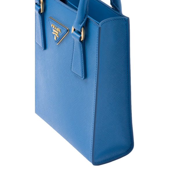 Prada Saffiano Leather Top Handle Mini Shopper Crossbody Bag in Blue in Blue, authentic new handbag, image 4