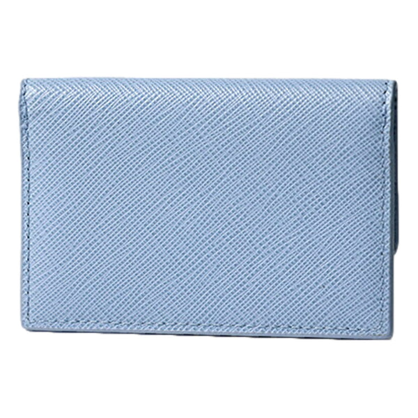 Prada Saffiano Celeste Blue Leather Small Snap Card Holder Wallet Triangle Logo – included accessories 5