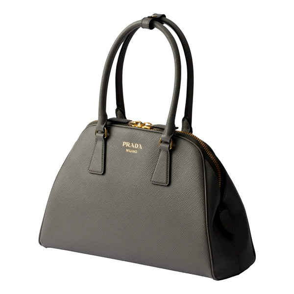 Prada Saffiano Soft Calfskin Top Handle Handbag Medium Marmo Gray in Marmo Gray, authentic new handbag, image 4