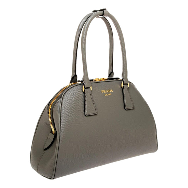 Prada Saffiano Soft Calfskin Top Handle Handbag Medium Marmo Gray in Marmo Gray, authentic new handbag, image 3