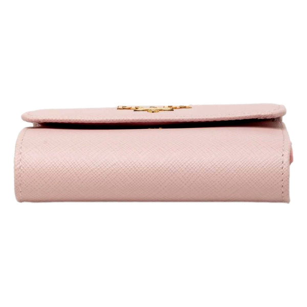 Prada Saffiano Petalo Pink Multicolor Trifold Coin Zipper Card Snap Wallet – detail view 3