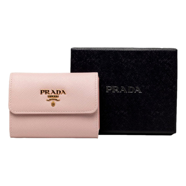 Prada Saffiano Petalo Pink Multicolor Trifold Coin Zipper Card Snap Wallet – detail view 7
