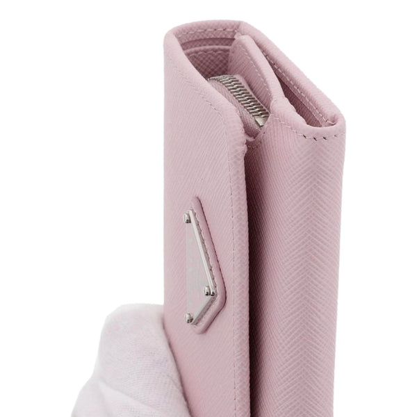 Prada Saffiano Light Pink Leather Wallet Coin Zipper Trifold Triangle Logo in Light Pink, authentic new wallet, image 4