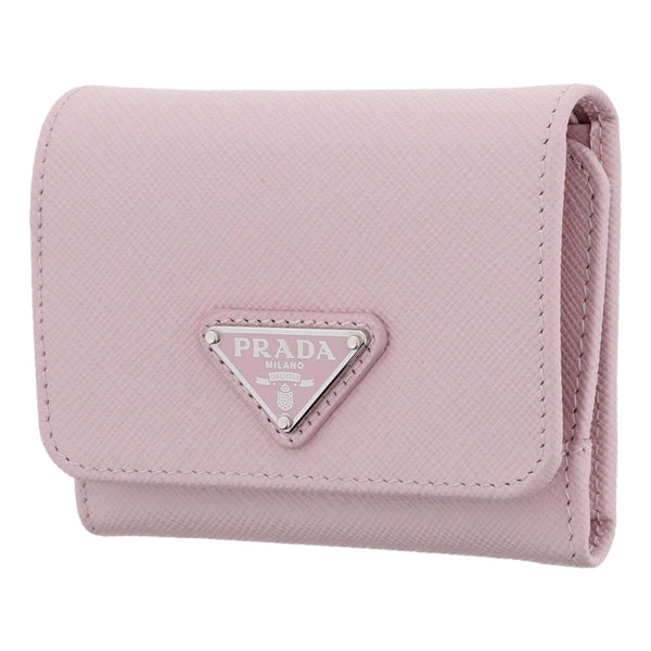 Prada Saffiano Light Pink Leather Wallet Coin Zipper Trifold Triangle Logo in Light Pink, authentic new wallet, image 2