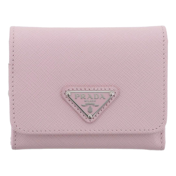 Prada Saffiano Light Pink Leather Wallet Coin Zipper Trifold Triangle Logo in Light Pink, authentic new wallet, image 1