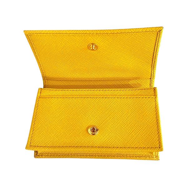 Prada Saffiano Yellow Leather Card Case Wallet in Yellow, authentic new wallet, image 5
