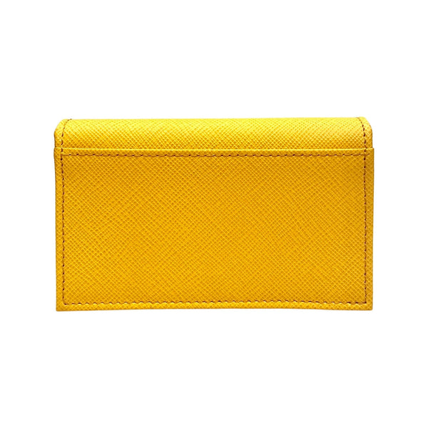 Prada Saffiano Yellow Leather Card Case Wallet in Yellow, authentic new wallet, image 4