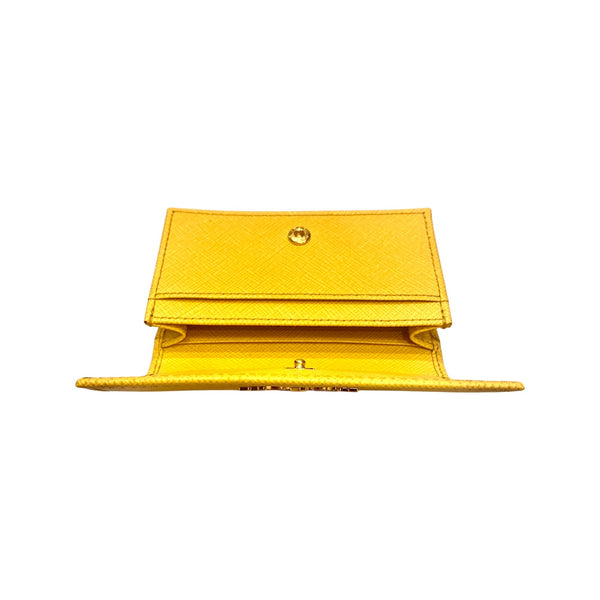 Prada Saffiano Yellow Leather Card Case Wallet in Yellow, authentic new wallet, image 6
