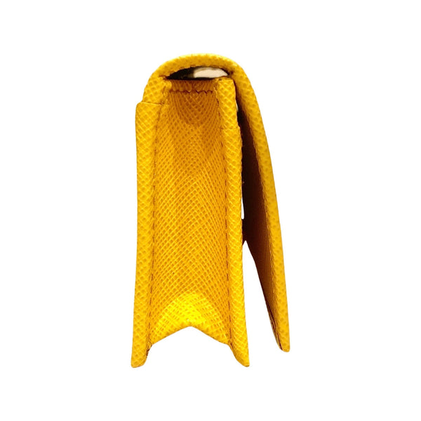Prada Saffiano Yellow Leather Card Case Wallet in Yellow, authentic new wallet, image 3
