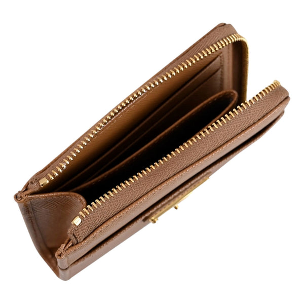 Prada Saffiano Caramel Brown Triangle Logo Zipper Card Holder Wallet in Caramel Brown, authentic new wallet, image 4