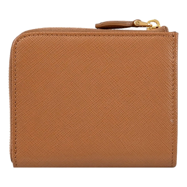 Prada Saffiano Caramel Brown Triangle Logo Zipper Card Holder Wallet in Caramel Brown, authentic new wallet, image 3