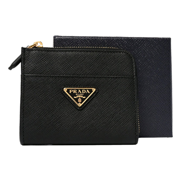 Prada Saffiano Nero Black Triangle Logo Zipper Card Holder Wallet in Nero Black, authentic new wallet, image 7