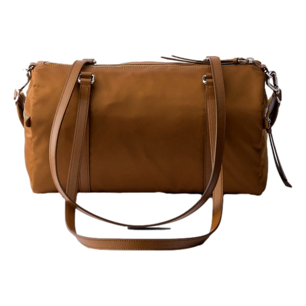 Prada Small Re-Nylon and Saffiano Leather Duffel Bag Brown in Brown, authentic new handbag, image 2