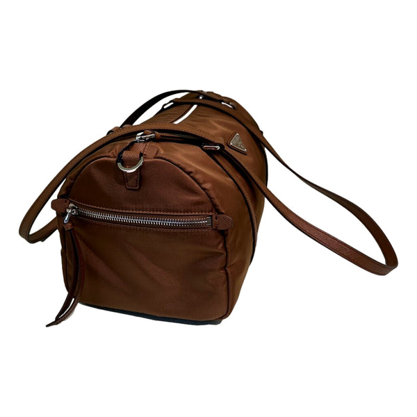 Prada Small Re-Nylon and Saffiano Leather Duffel Bag Brown in Brown, authentic new handbag, image 6