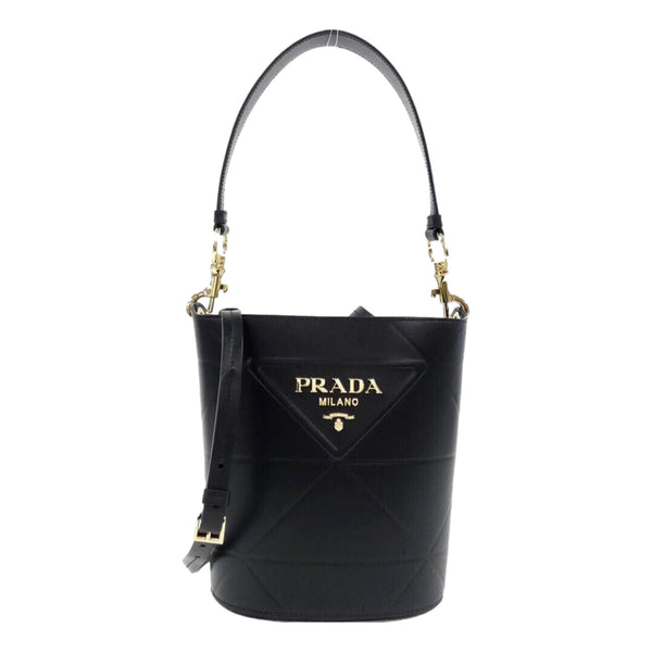 Prada Soft Calf Leather Bucket Crossbody Handbag Nero Black in Nero Black, authentic new handbag, image 1