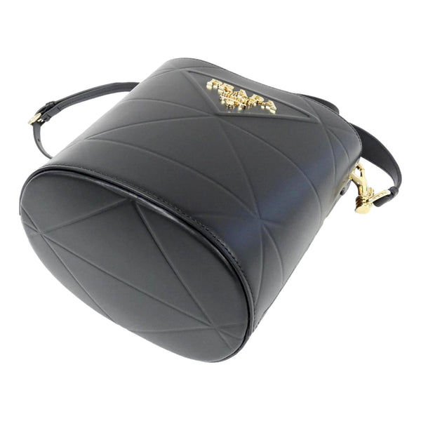 Prada Soft Calf Leather Bucket Crossbody Handbag Nero Black in Nero Black, authentic new handbag, image 3