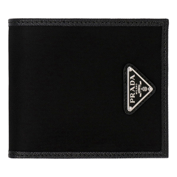Prada Tessuto Nylon Black Saffiano Trim Bifold Wallet Triangle Logo in Black, authentic new wallet, image 1