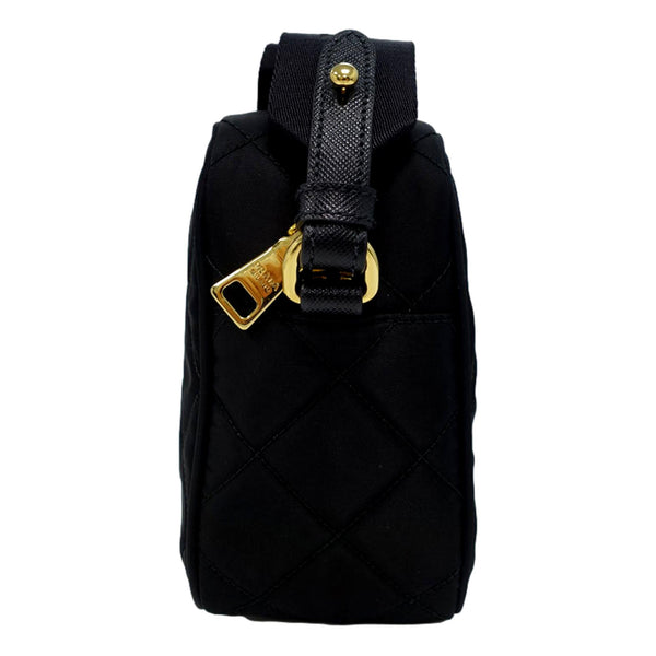 Prada Tessuto Black Quilted Nylon Triangle Logo Camera Crossbody Bag in Black, authentic new handbag, image 5