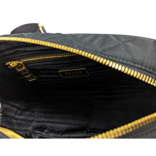 Prada Tessuto Black Quilted Nylon Triangle Logo Camera Crossbody Bag in Black, authentic new handbag, image 6