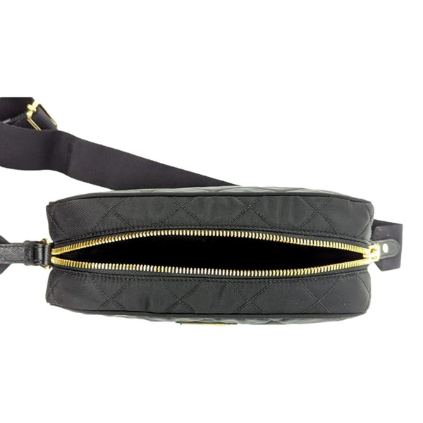 Prada Tessuto Black Quilted Nylon Triangle Logo Camera Crossbody Bag in Black, authentic new handbag, image 7