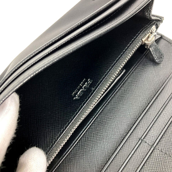 Prada Tessuto Nero Black Nylon Continental Flap Wallet Silver Triangle Logo — photo 7