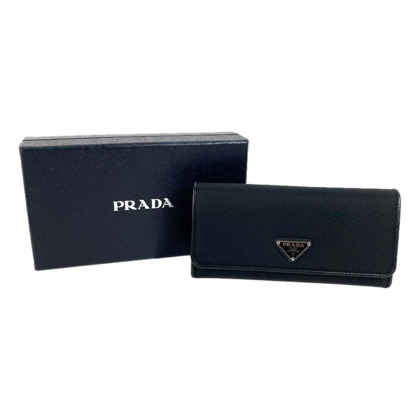 Prada Tessuto Nero Black Nylon Continental Flap Wallet Silver Triangle Logo — photo 8