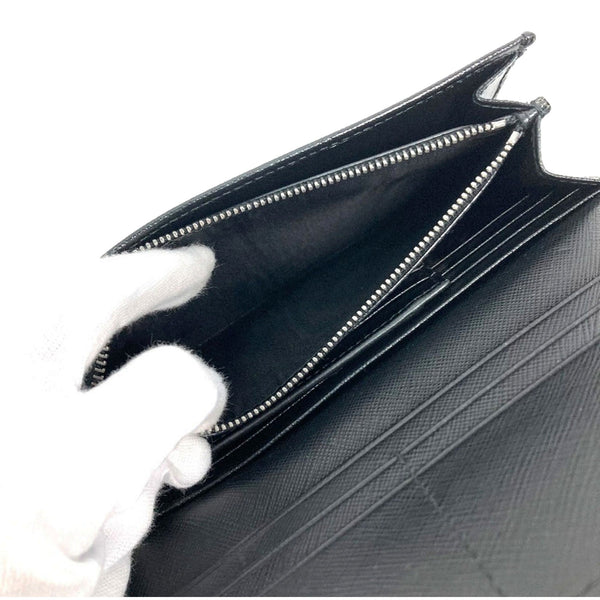 Prada Tessuto Nero Black Nylon Continental Flap Wallet Silver Triangle Logo — photo 6