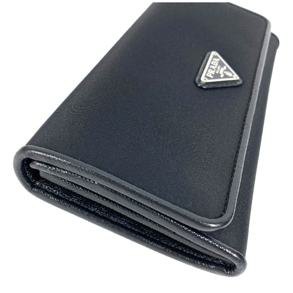 Prada Tessuto Nero Black Nylon Continental Flap Wallet Silver Triangle Logo — photo 2