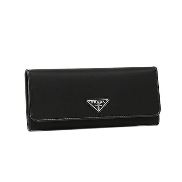 Prada Tessuto Nero Black Nylon Continental Flap Wallet Silver Triangle Logo — photo 1