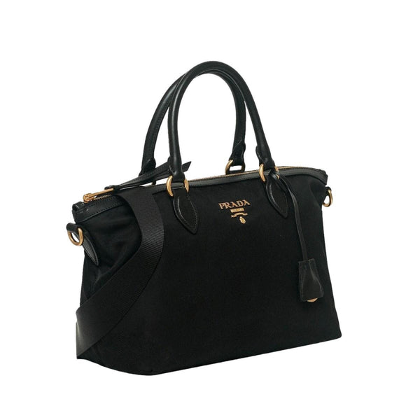 Prada Tessuto Nylon Black Leather Clochette Crossbody Tote Bag in Black, authentic new handbag, image 3