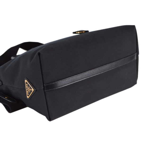 Prada Tessuto Nylon Black Leather Clochette Crossbody Tote Bag in Black, authentic new handbag, image 4