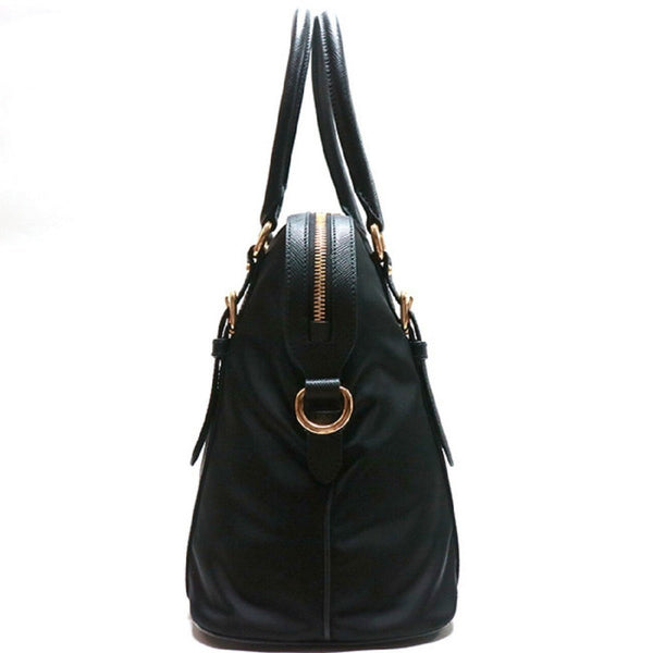 Prada Tessuto Nylon Saffiano Leather Black Satchel Bag in Black, authentic new handbag, image 6