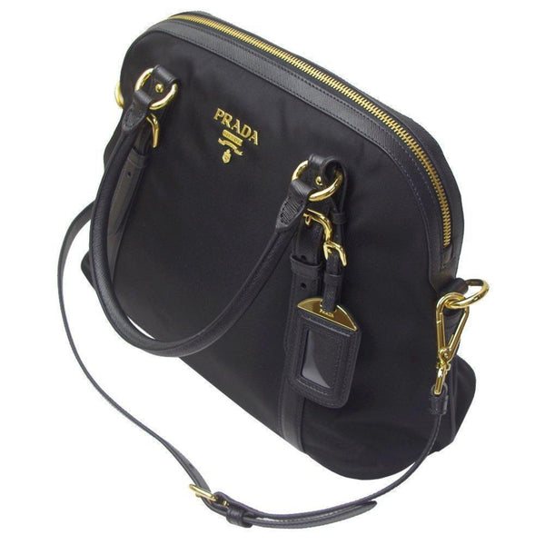 Prada Tessuto Nylon Saffiano Leather Black Satchel Bag in Black, authentic new handbag, image 5