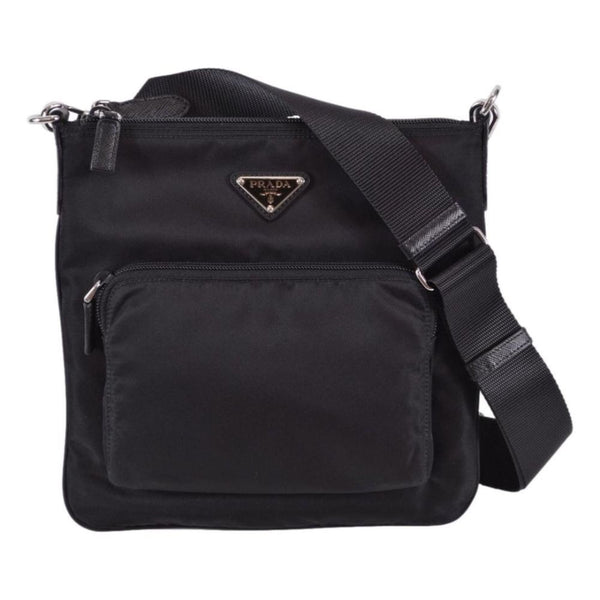 Prada Re-Nylon Tessuto Messenger Crossbody Bag Black in Black, authentic new handbag, image 1