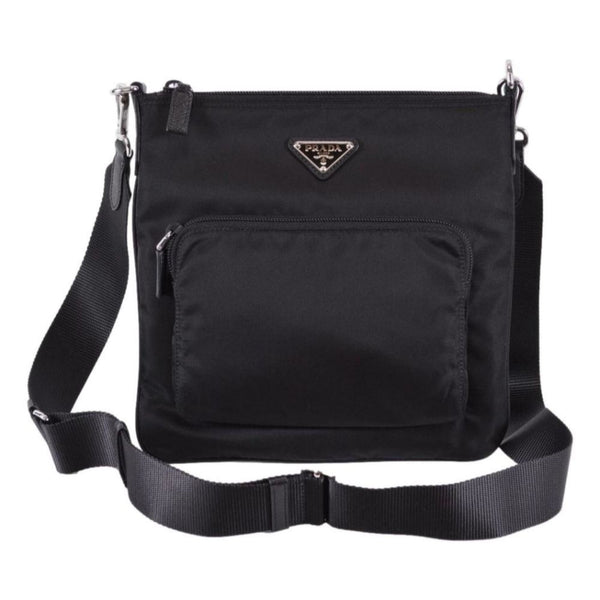 Prada Re-Nylon Tessuto Messenger Crossbody Bag Black in Black, authentic new handbag, image 3
