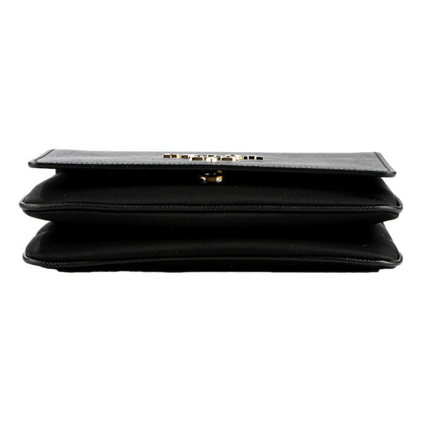 Prada Tessuto and Saffiano Leather Black Crossbody Bag with Gold Chain Strap in Black, authentic new handbag, image 5