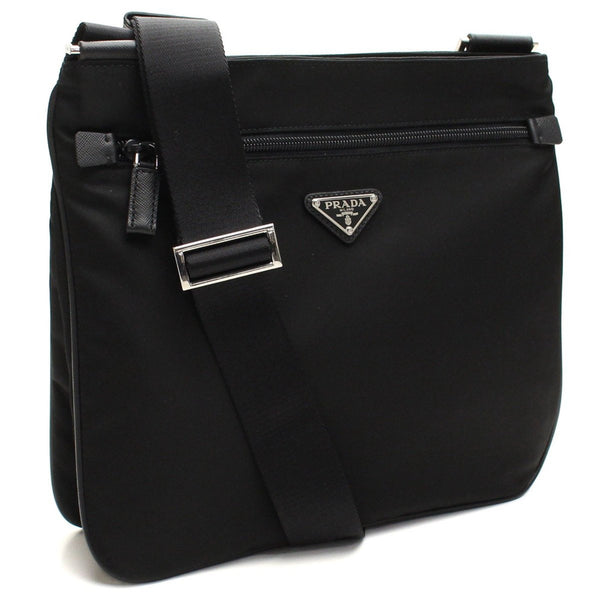 Prada Tessuto Saffiano Black Messenger Bag Cross Body in Black, authentic new handbag, image 2