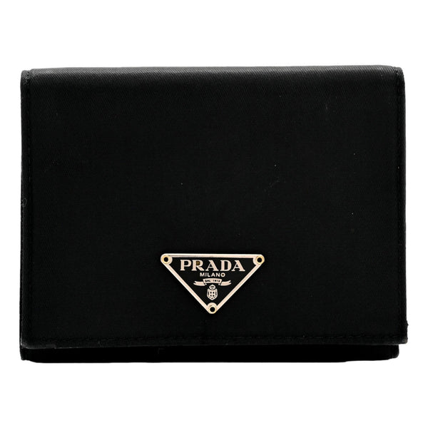 Prada Tessuto Nylon Tri-Fold Compact Wallet Black in Black, authentic new wallet, image 1