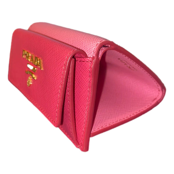 Prada Saffiano Leather Pink Multicolor Trifold Wallet with Enameled Metal in Pink Multicolor, authentic new wallet, image 6
