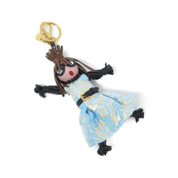 Prada Trick Pelle Azzurro Blue Dress Jasmine Doll Keyring Key Charm in Azzurro Blue, authentic new keychain, image 3