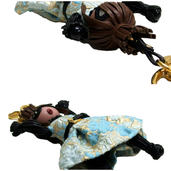 Prada Trick Pelle Azzurro Blue Dress Jasmine Doll Keyring Key Charm in Azzurro Blue, authentic new keychain, image 6