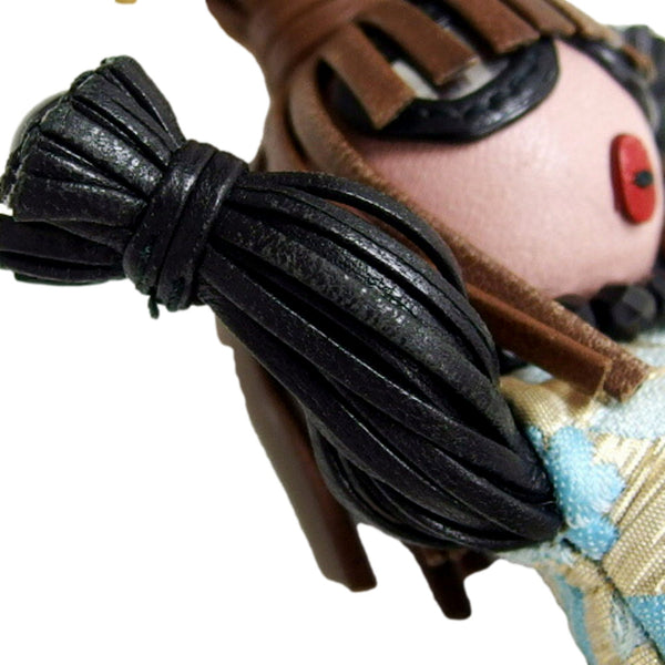 Prada Trick Pelle Azzurro Blue Dress Jasmine Doll Keyring Key Charm in Azzurro Blue, authentic new keychain, image 5