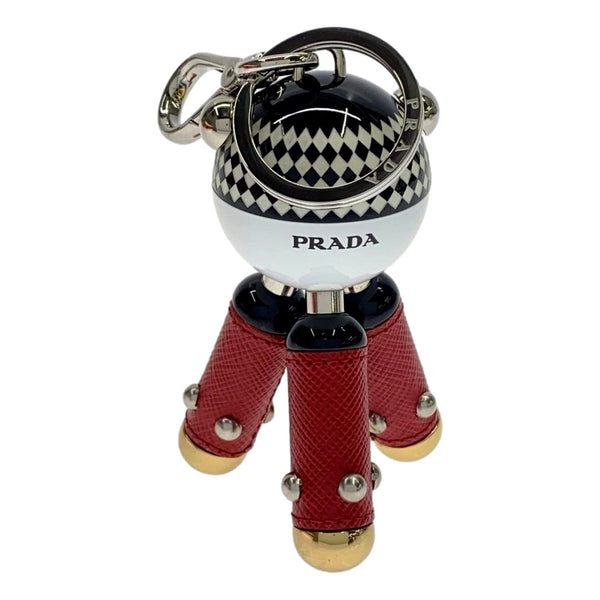 Prada Pradamalia Trick Robot Disco Leather Metal Charm in Silver, authentic new keychain, image 2