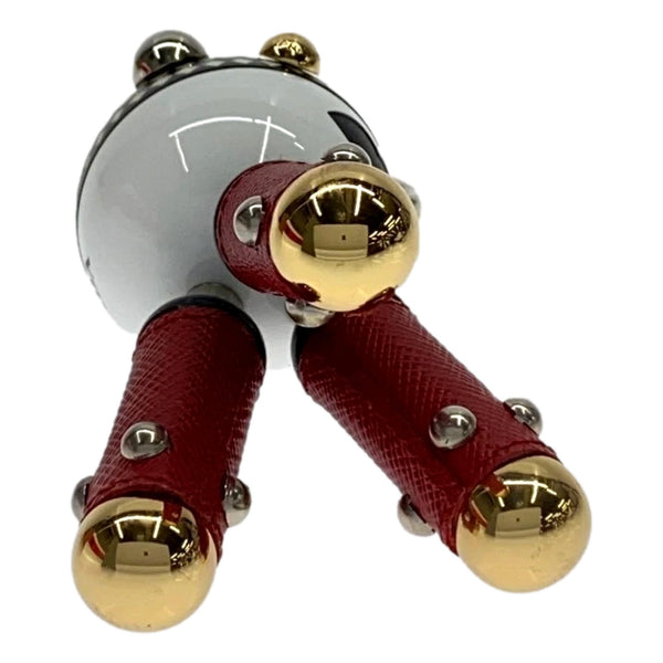 Prada Pradamalia Trick Robot Disco Leather Metal Charm in Silver, authentic new keychain, image 3