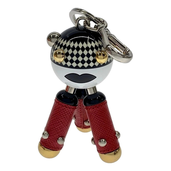 Prada Pradamalia Trick Robot Disco Leather Metal Charm in Silver, authentic new keychain, image 1