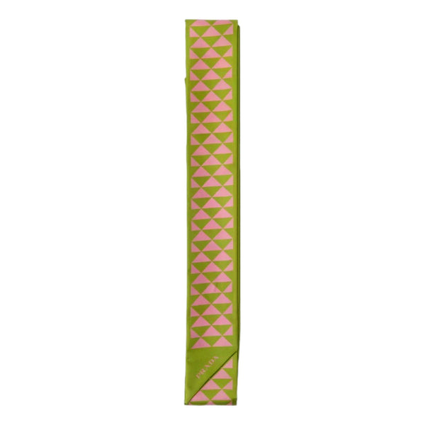 Prada Green and Pink Geometric Print Silk Thin Scarf in Green and Pink, authentic new scarves & shawl, image 1