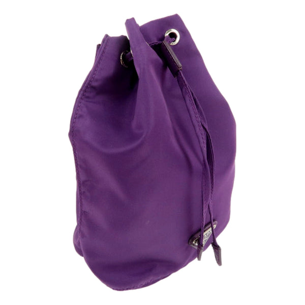 Prada UVA Purple Tessuto Nylon Triangle Logo Drawstring Bucket Bag in UVA Purple, authentic new handbag, image 3
