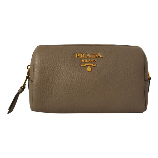 Prada Vitello Daino Argilla Grey Leather Cosmetic Pouch in Argilla Grey, authentic new handbag, image 1