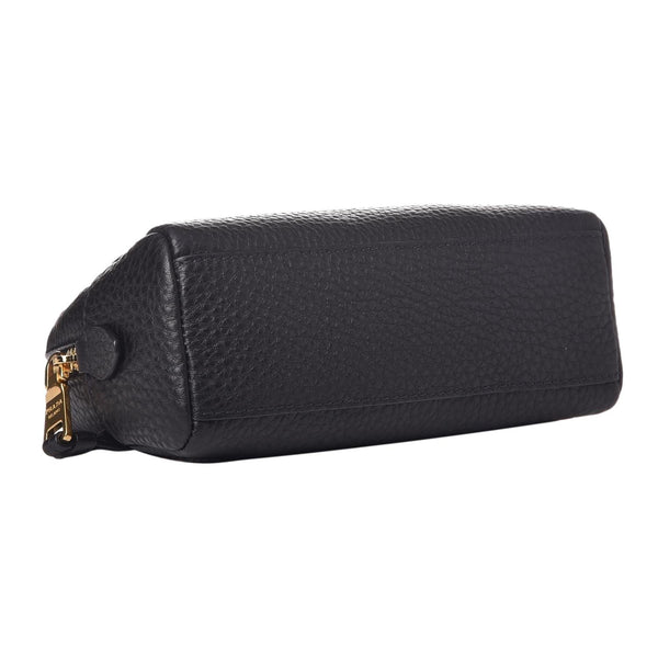 Prada Vitello Daino Black Leather Cosmetic Pouch in Black, authentic new handbag, image 3