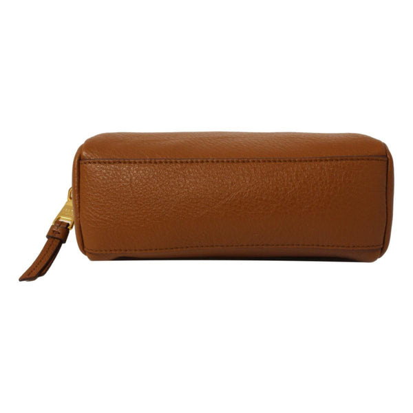 Prada Brown Leather Cosmetic Pouch Clutch Bag Vitello Daino in Cannella Brown, authentic new handbag, image 7